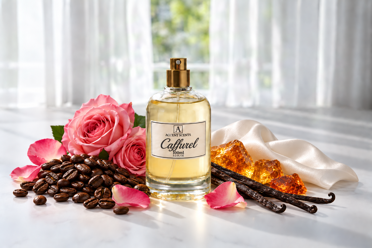 Caffurel von Accent Scents – 100 ml Flakon mit Duftnoten-Motiven